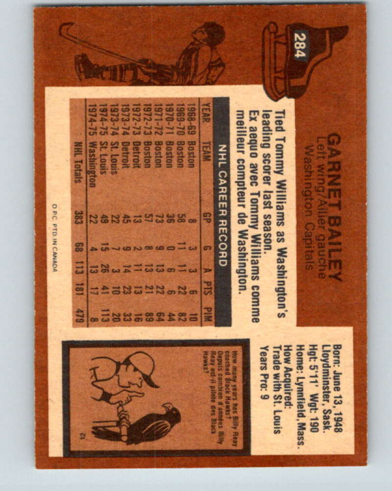 1975-76 O-Pee-Chee #284 Ace Bailey  Washington Capitals  V6444