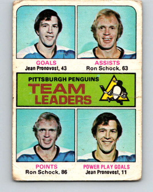 1975-76 O-Pee-Chee #326 Jean Pronovost/Ron Schock TL  Pittsburgh Penguins  V6674