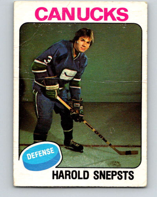 1975-76 O-Pee-Chee #396 Harold Snepsts  RC Rookie Vancouver Canucks  V6932