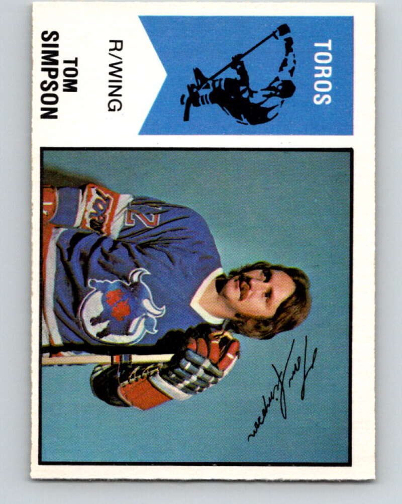 1974-75 WHA O-Pee-Chee  #16 Tom Simpson  RC Rookie Toronto Toros  V7045