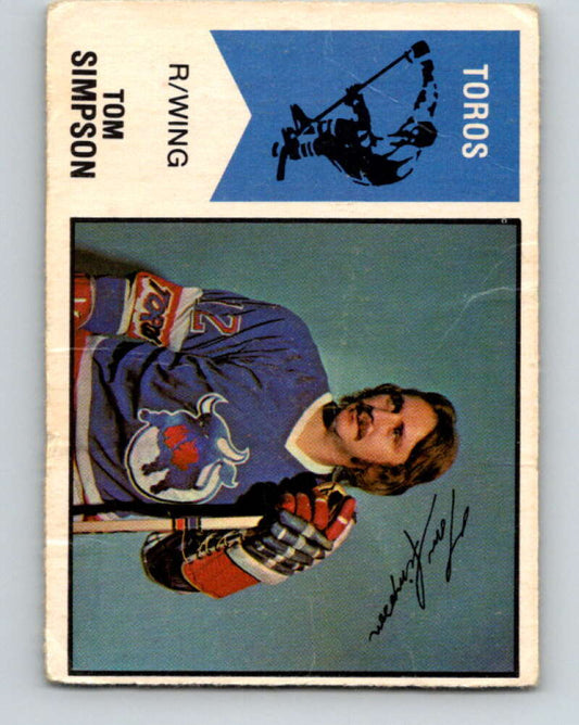 1974-75 WHA O-Pee-Chee  #16 Tom Simpson  RC Rookie Toronto Toros  V7047