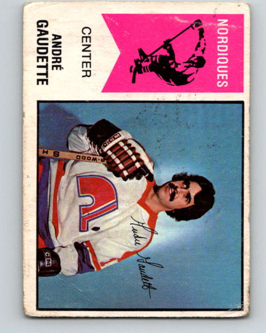 1974-75 WHA O-Pee-Chee  #46 Andre Gaudette  RC Rookie Quebec Nordiques  V7115