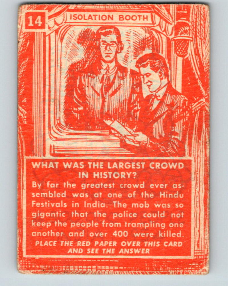 1957 Topps Isolation Booth #14 What was the largest crowd in history? V7347
