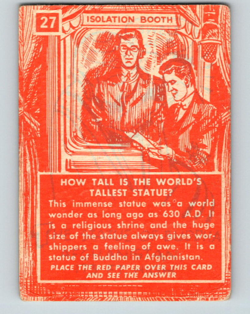 1957 Topps Isolation Booth #27 How tall is the world's tallest statue? V7349
