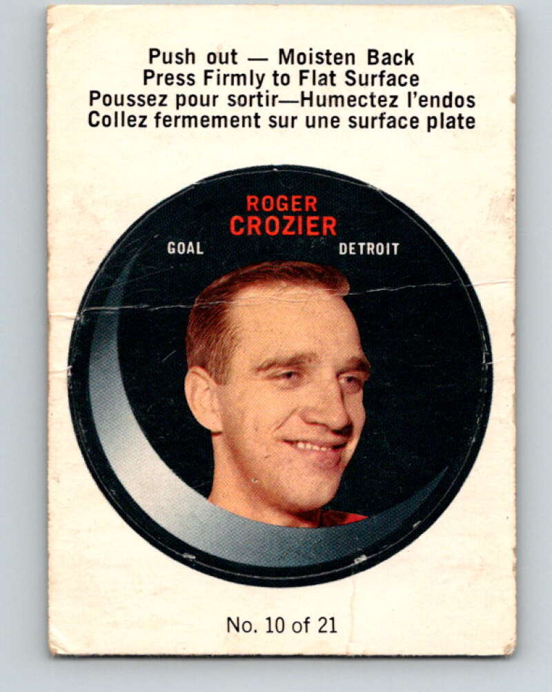 1968-69 O-Pee-Chee Puck Stickers #10 Roger Crozier  Detroit Red Wings  V7368