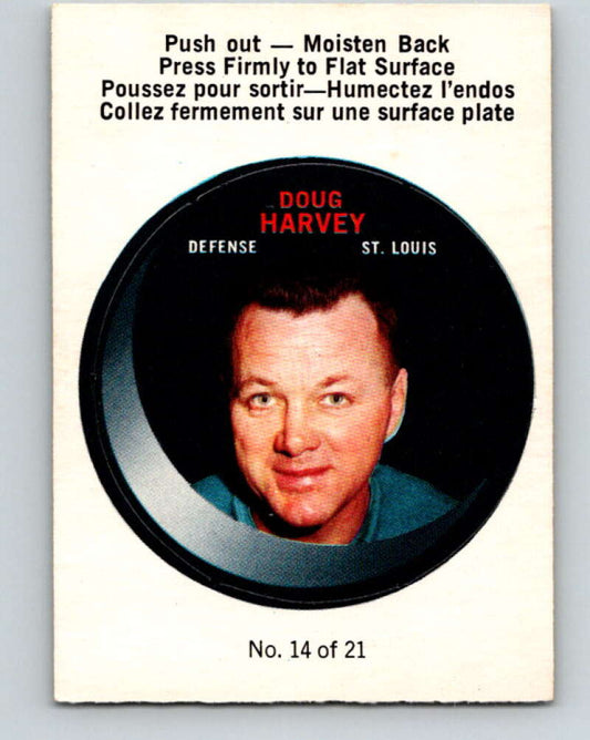 1968-69 O-Pee-Chee Puck Stickers #14 Doug Harvey  St. Louis Blues  V7373