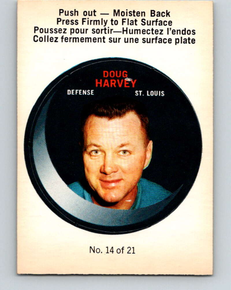 1968-69 O-Pee-Chee Puck Stickers #14 Doug Harvey  St. Louis Blues  V7374