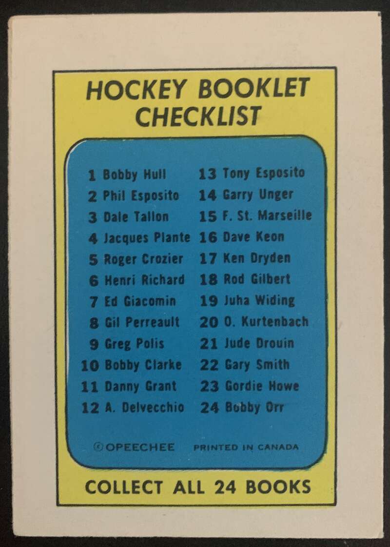1971-72 O-Pee-Chee Booklets #13 Tony Esposito  Chicago Blackhawks  V7430