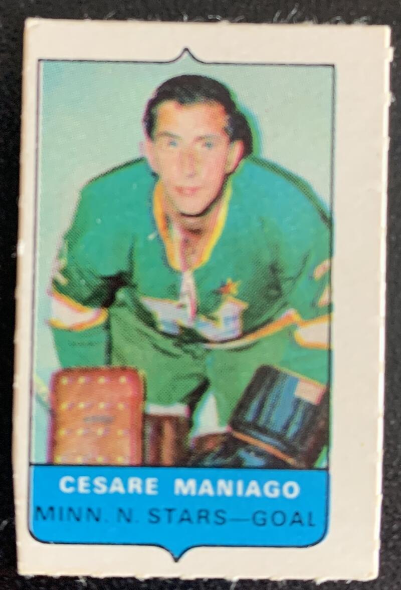 V7555--1969-70 O-Pee-Chee Four-in-One Mini Card Cesare Maniago