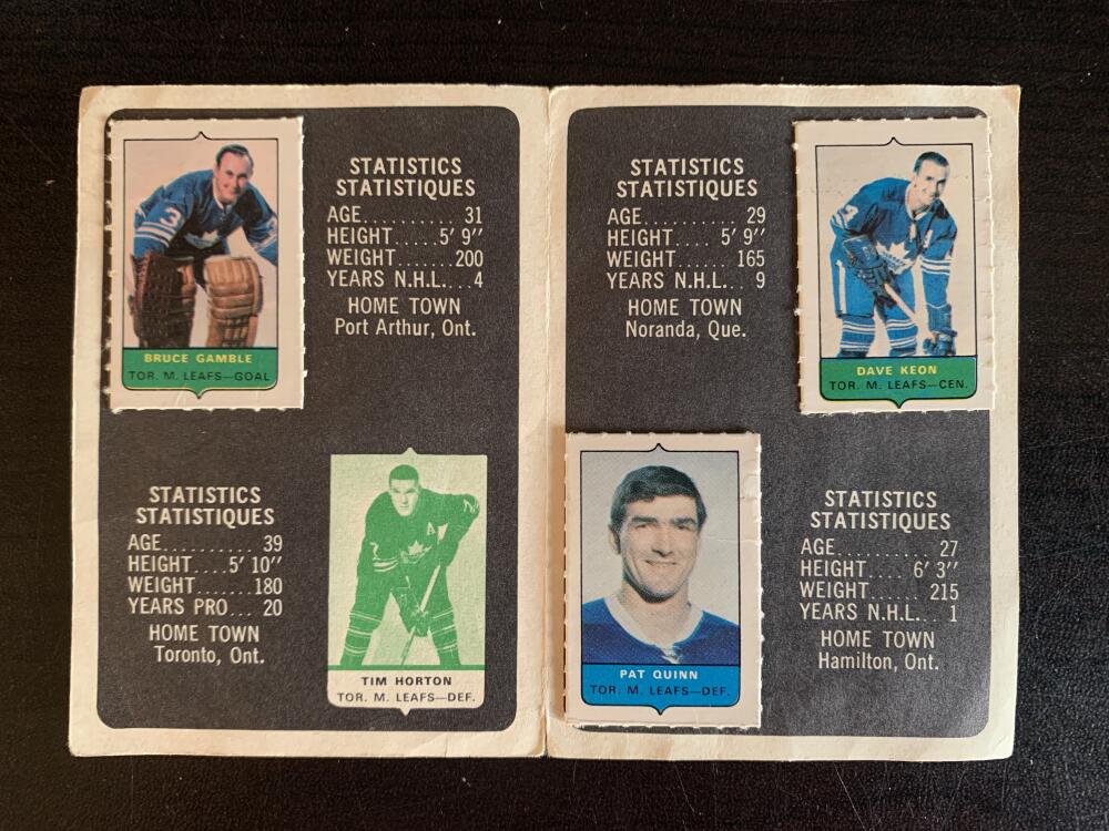 V7594--1969-70 O-Pee-Chee Four-in-One Card Album Toronto Maple Leafs