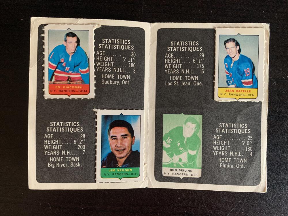 V7608--1969-70 O-Pee-Chee Four-in-One Card Album New York Rangers