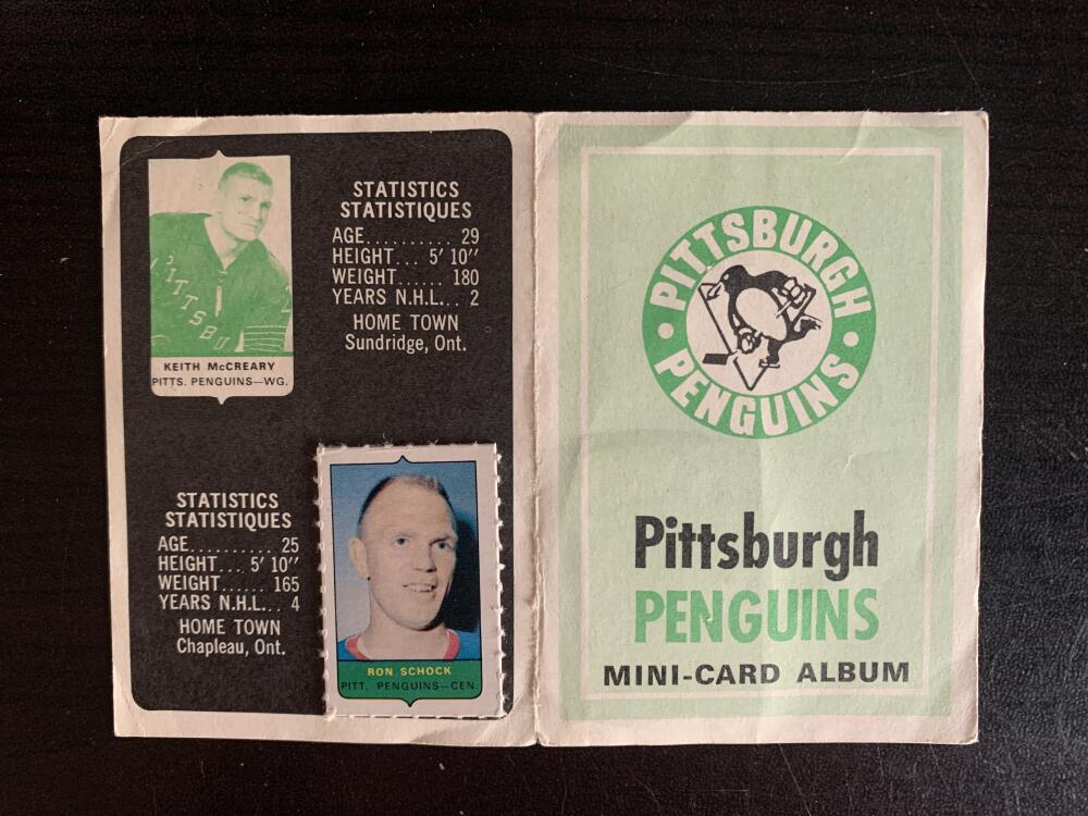V7618--1969-70 O-Pee-Chee Four-in-One Card Album Pittsburgh Penguins