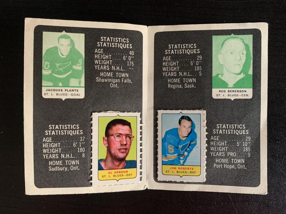 V7622--1969-70 O-Pee-Chee Four-in-One Card Album St. Louis Blues