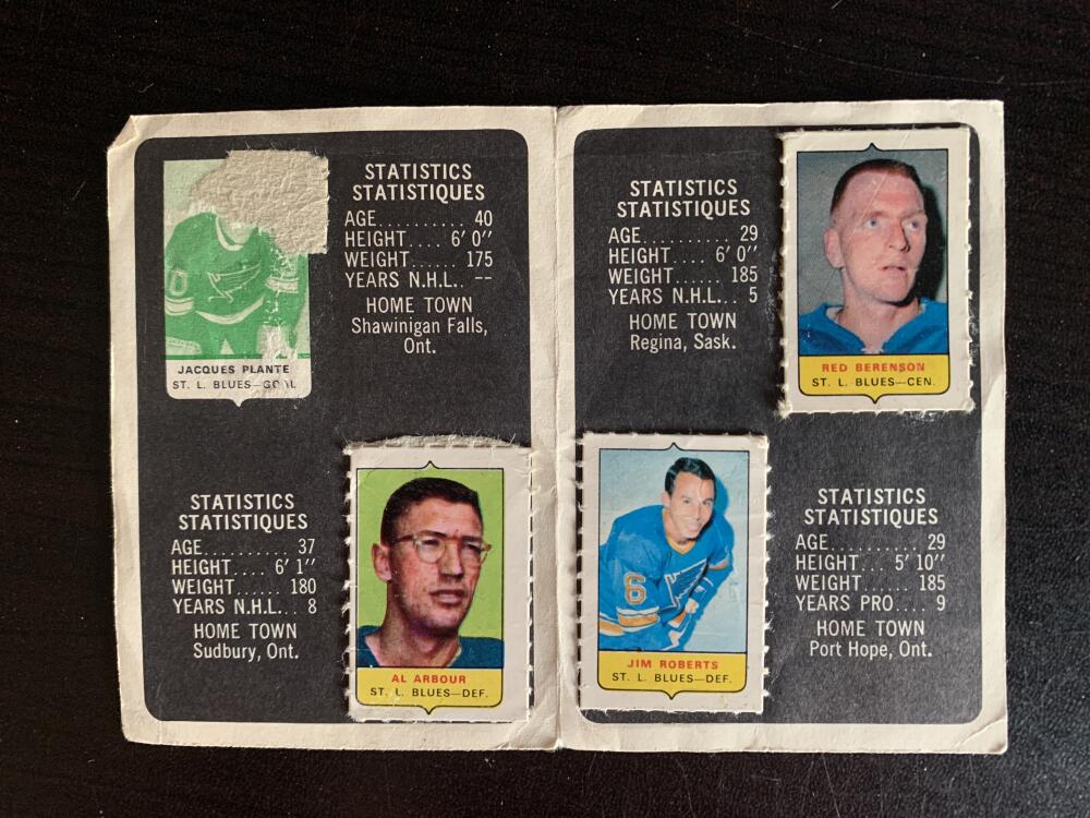 V7623--1969-70 O-Pee-Chee Four-in-One Card Album St. Louis Blues