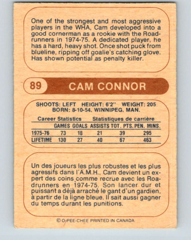 1976-77 WHA O-Pee-Chee #89 Cam Connor  Houston Aeros  V7738