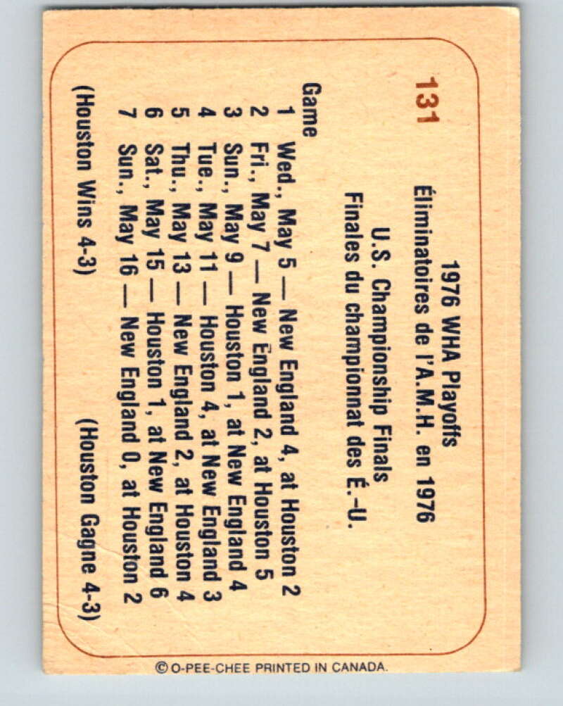 1976-77 WHA O-Pee-Chee #131 U.S. Finals   V7798