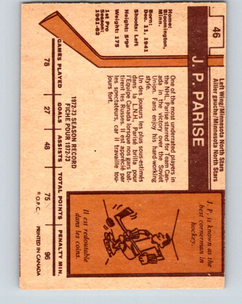 1973-74 O-Pee-Chee #46 J.P. Parise  Minnesota North Stars  V8106