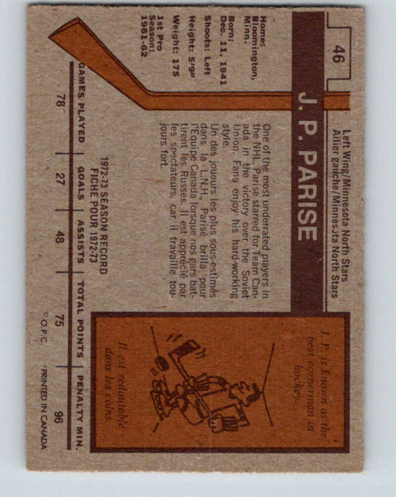 1973-74 O-Pee-Chee #46 J.P. Parise  Minnesota North Stars  V8107