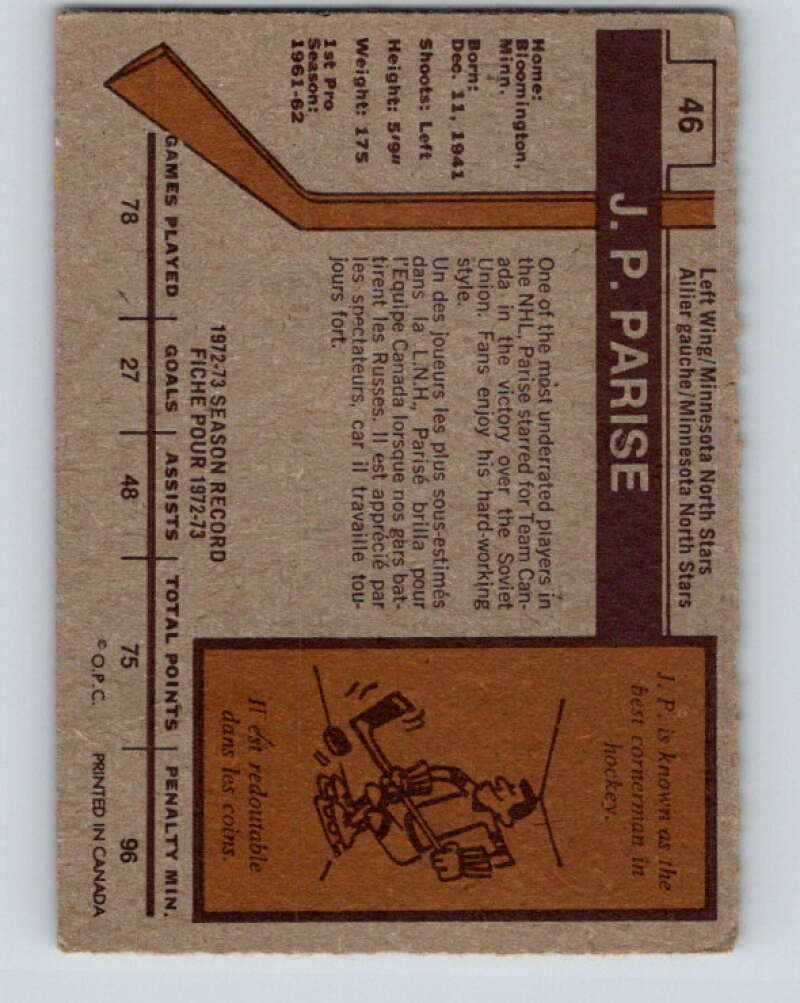 1973-74 O-Pee-Chee #46 J.P. Parise  Minnesota North Stars  V8109