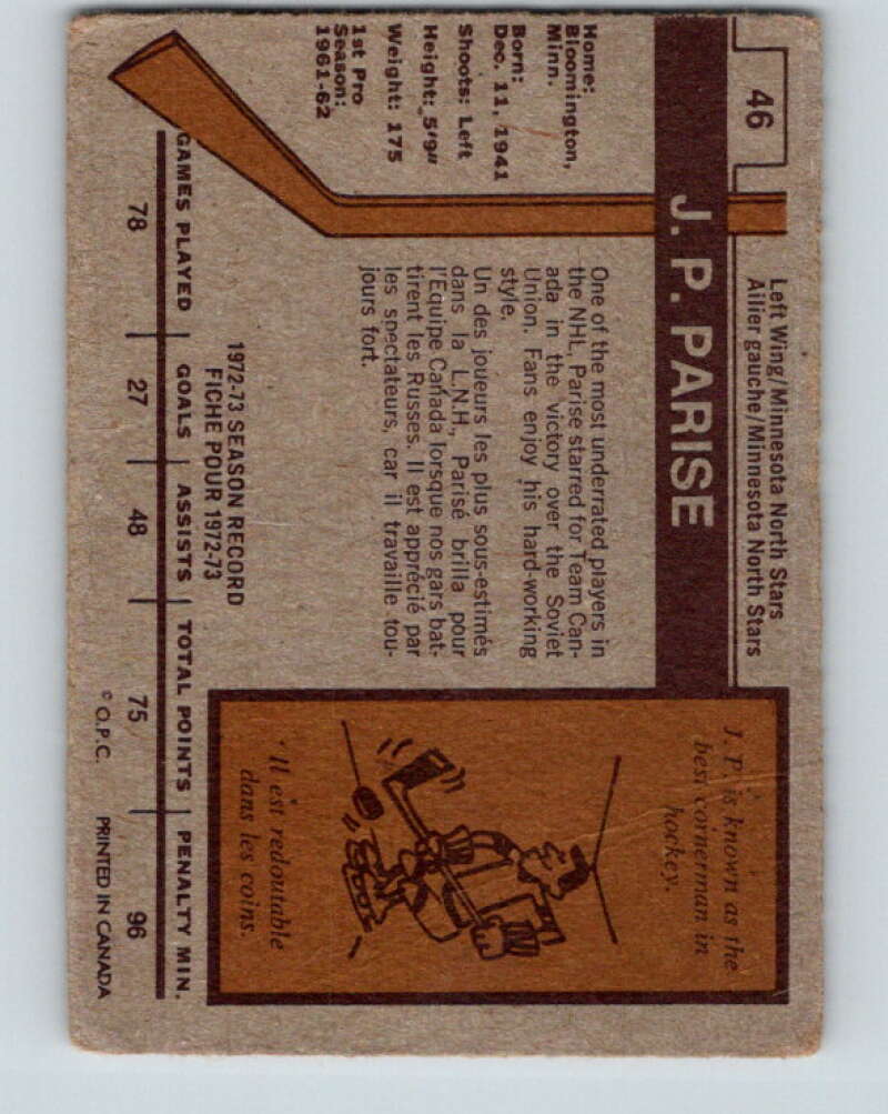 1973-74 O-Pee-Chee #46 J.P. Parise  Minnesota North Stars  V8110