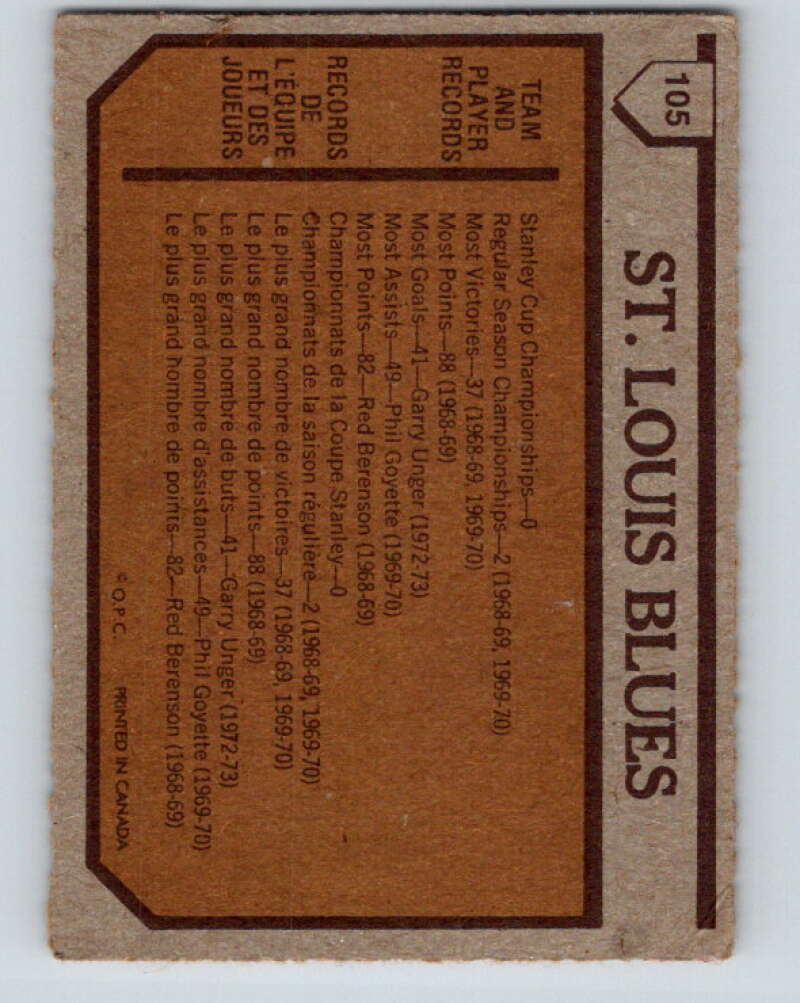 1973-74 O-Pee-Chee #105 Blues Team  St. Louis Blues  V8337