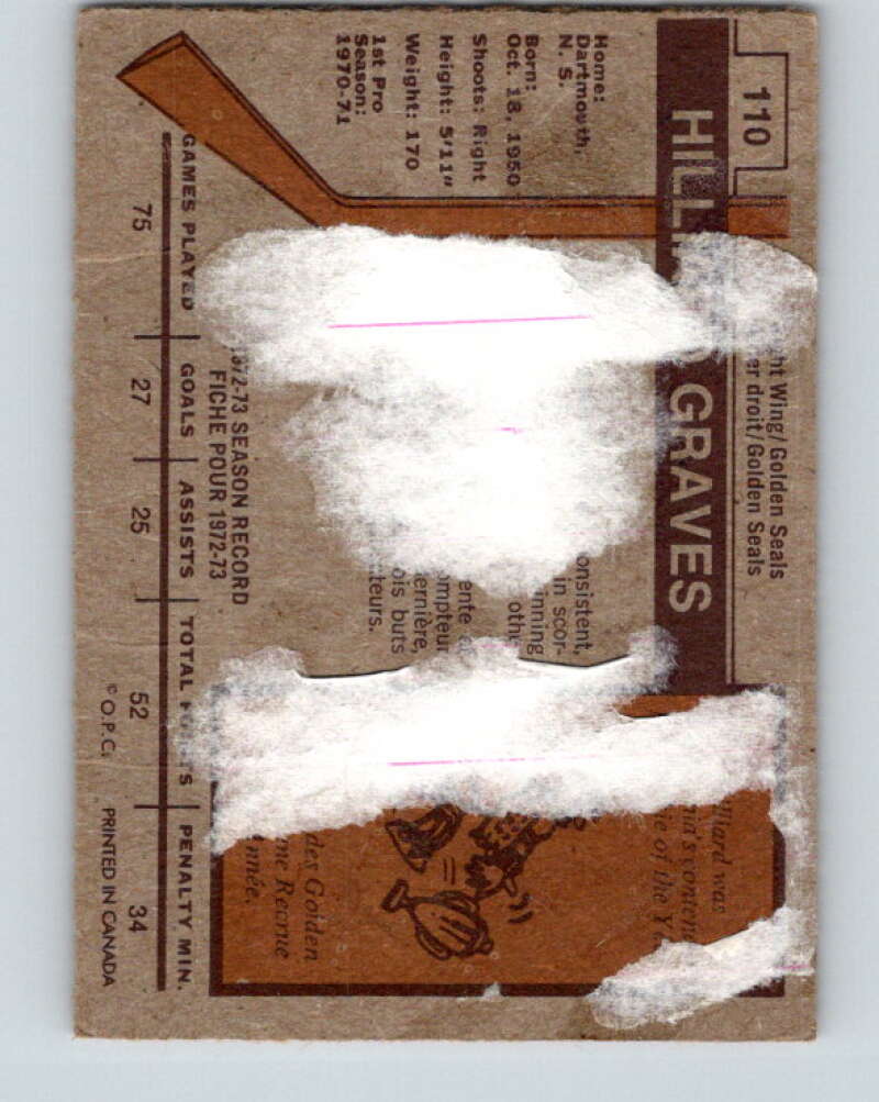 1973-74 O-Pee-Chee #110 Hilliard Graves RC Rookie Seals  V8352
