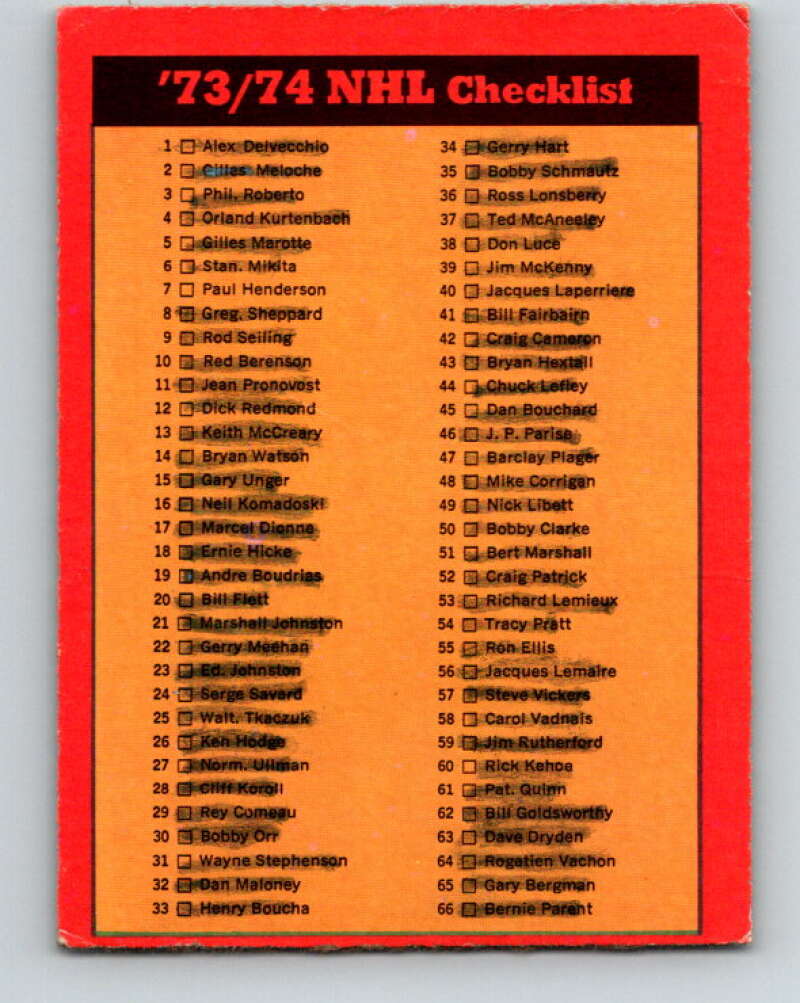 1973-74 O-Pee-Chee #116 Checklist   V8373
