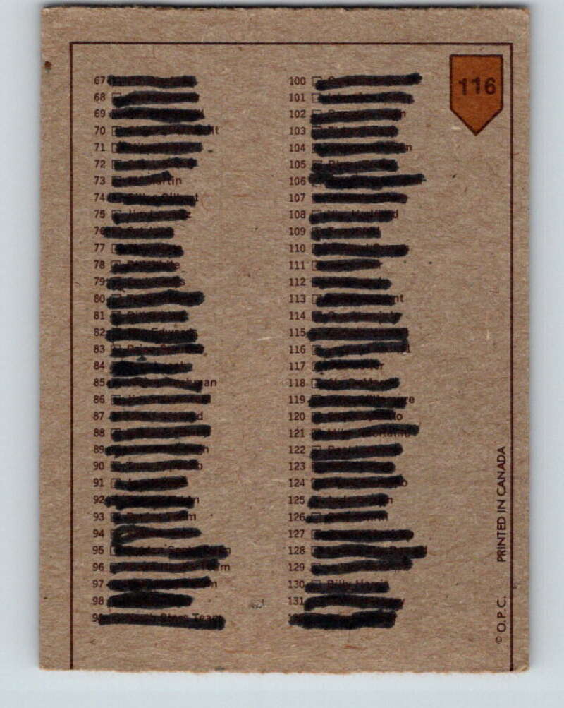 1973-74 O-Pee-Chee #116 Checklist   V8373