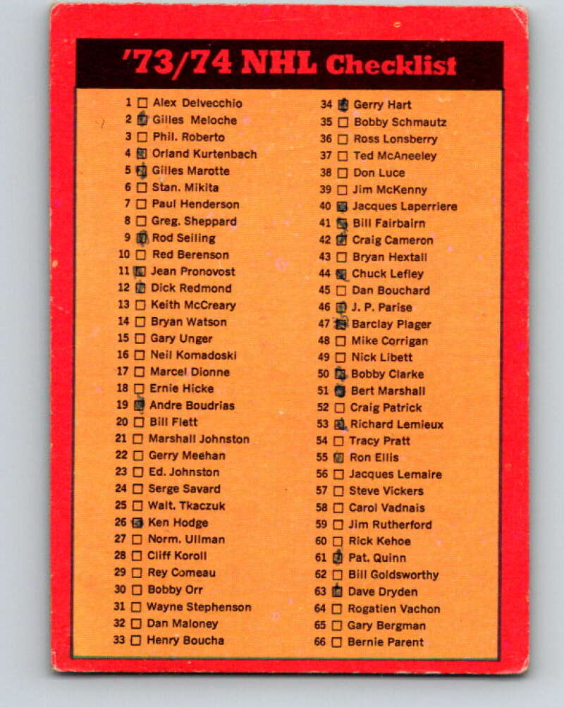 1973-74 O-Pee-Chee #116 Checklist   V8375