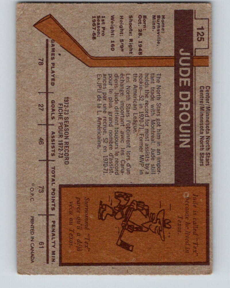1973-74 O-Pee-Chee #125 Jude Drouin  Minnesota North Stars  V8404