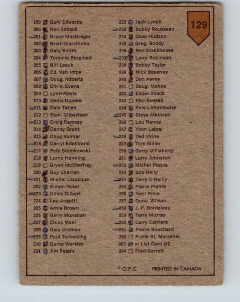 1973-74 O-Pee-Chee #129 Checklist UER   V8414