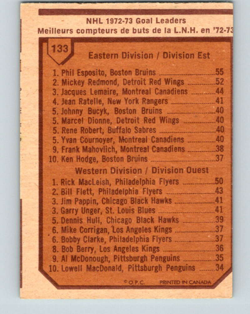 1973-74 O-Pee-Chee #133 Esposito/ MacLeish LL    V8424
