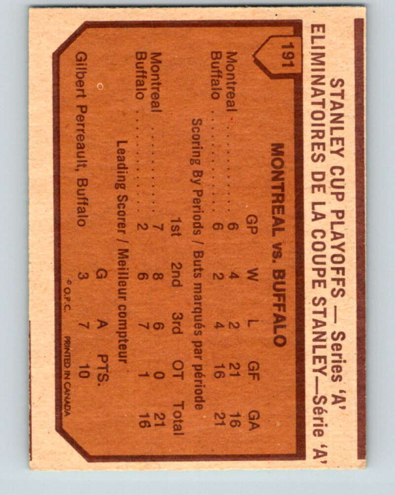 1973-74 O-Pee-Chee #191 Series A  Canadiens/Sabres  V8521