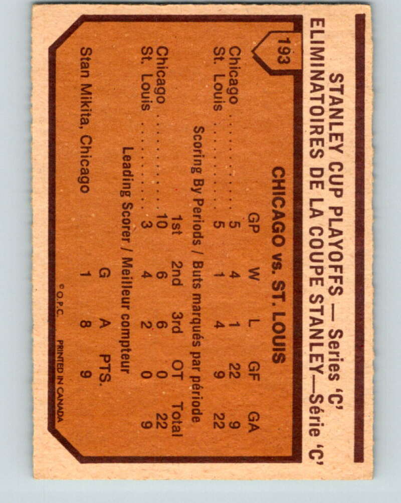1973-74 O-Pee-Chee #193 Series C  Blackhawks/Blues  V8523