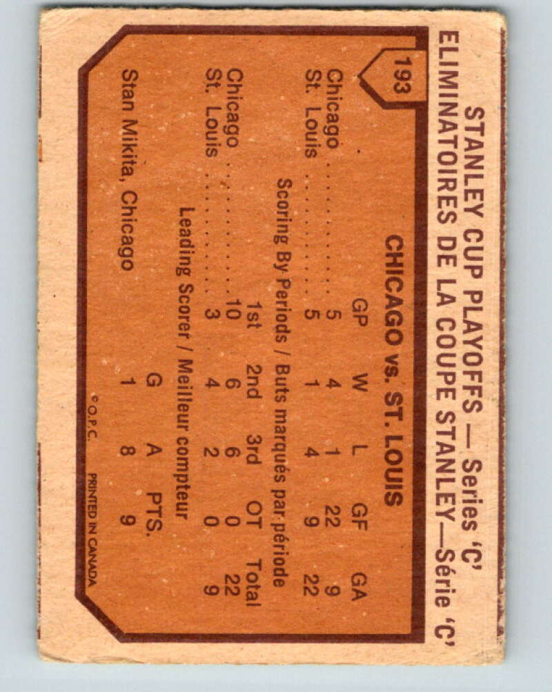 1973-74 O-Pee-Chee #193 Series C  Blackhawks/Blues  V8524