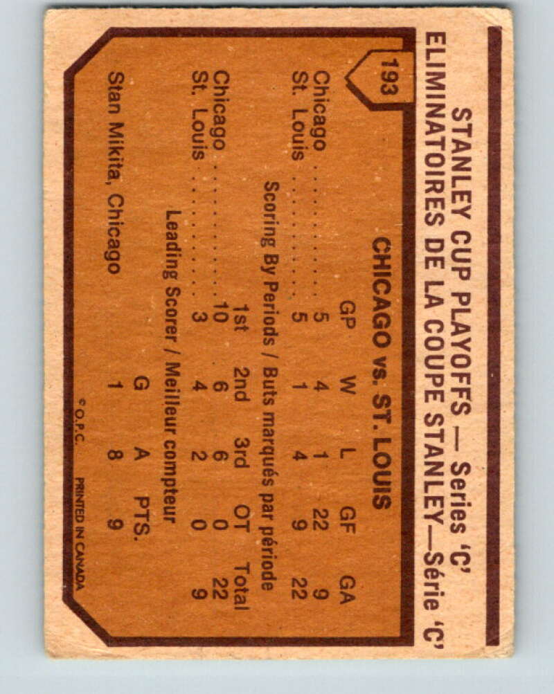 1973-74 O-Pee-Chee #193 Series C  Blackhawks/Blues  V8525
