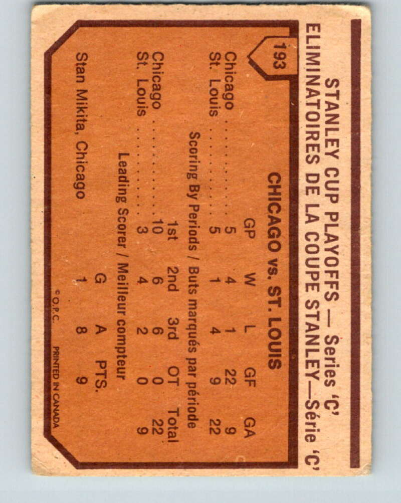 1973-74 O-Pee-Chee #193 Series C  Blackhawks/Blues  V8526