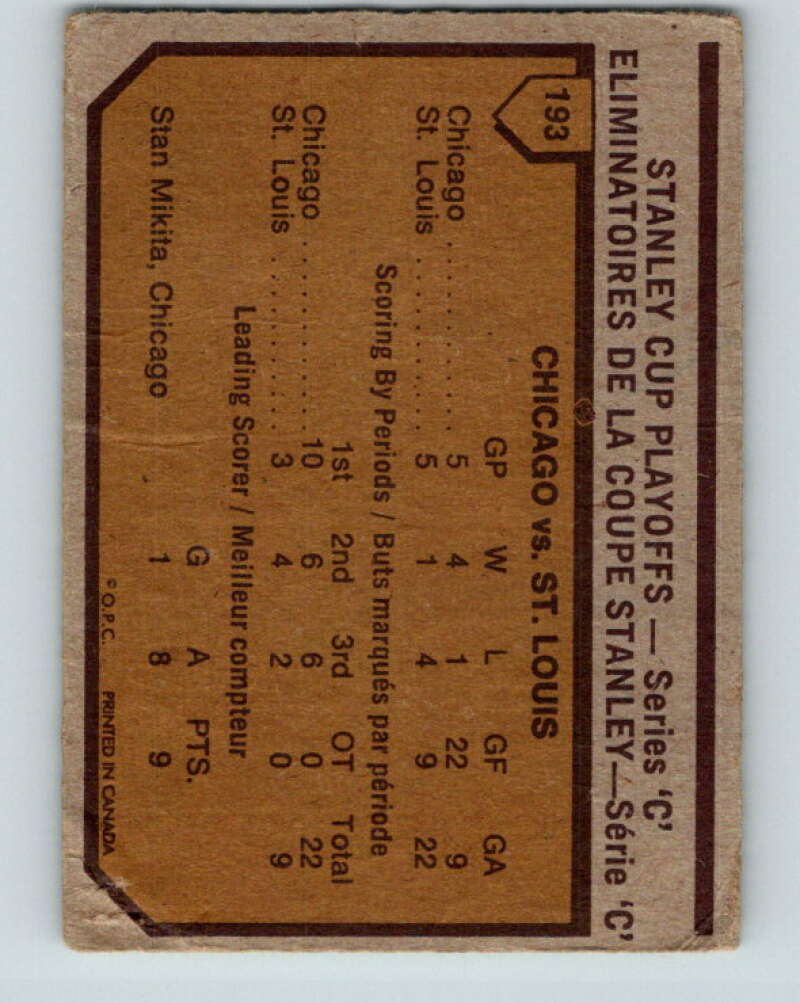 1973-74 O-Pee-Chee #193 Series C  Blackhawks/Blues  V8527