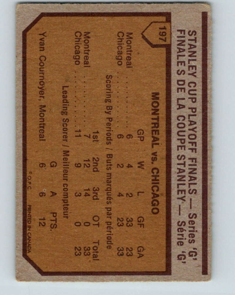 1973-74 O-Pee-Chee #197 Series G  Canadiens/Blackhawks  V8536