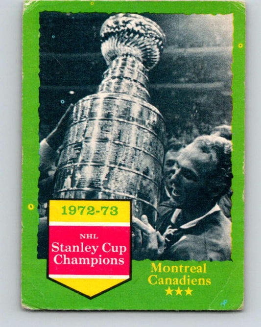 1973-74 O-Pee-Chee #198 Montreal Canadiens Champs   V8543