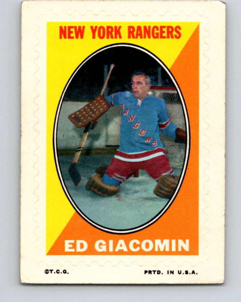 1970-71 Topps Sticker Stamps #9 Ed Giacomin  New York Rangers  V8664