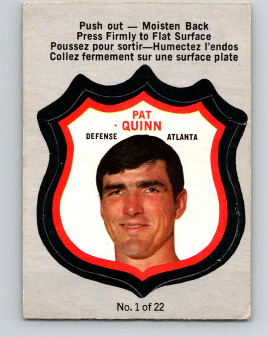1972-73 O-Pee-Chee Player Crests #1 Pat Quinn  Atlanta Flames  V8693