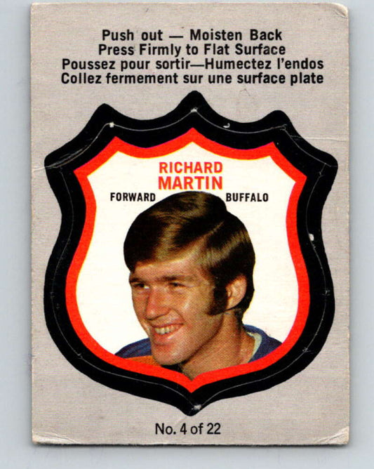 1972-73 O-Pee-Chee Player Crests #4 Rick Martin  Buffalo Sabres  V8697