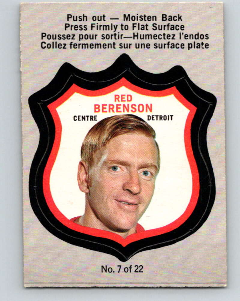 1972-73 O-Pee-Chee Player Crests #7 Red Berenson  Detroit Red Wings  V8704