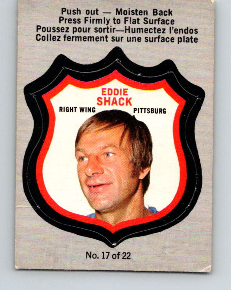 1972-73 O-Pee-Chee Player Crests #17 Eddie Shack  Pittsburgh Penguins  V8719