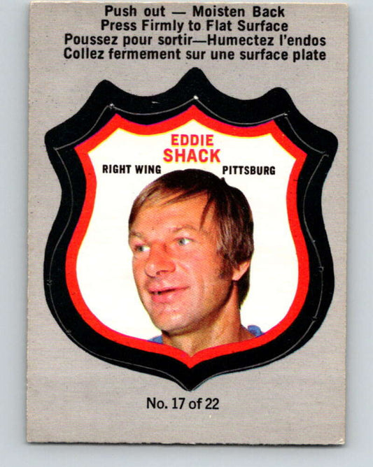 1972-73 O-Pee-Chee Player Crests #17 Eddie Shack  Pittsburgh Penguins  V8721