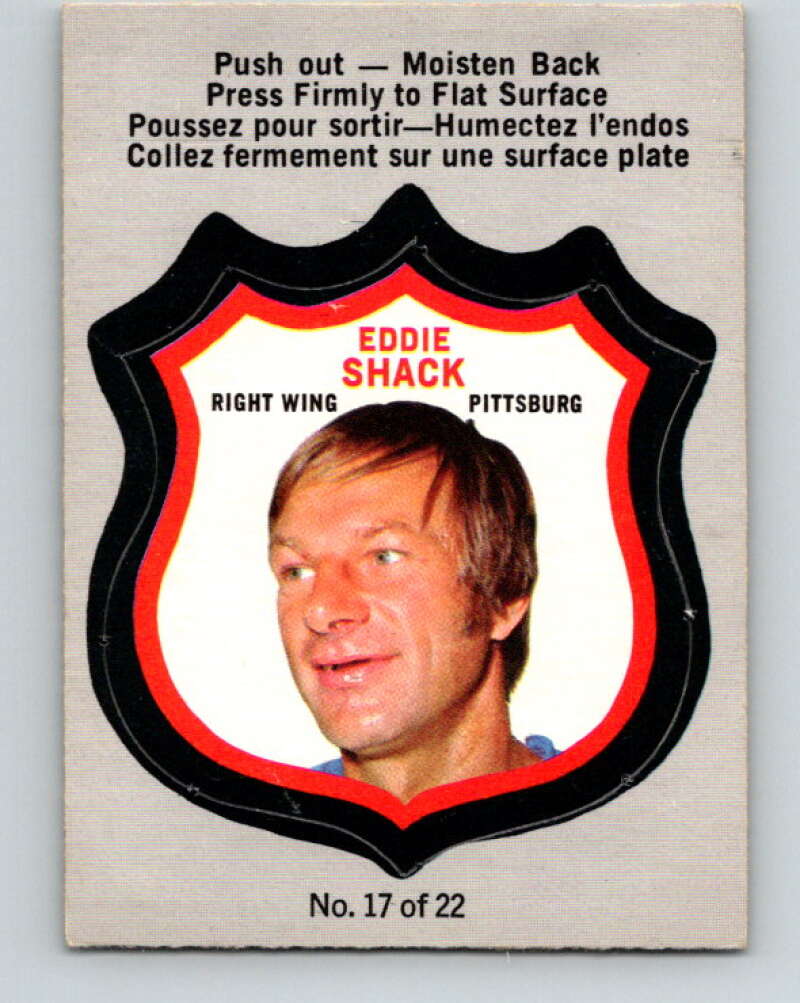 1972-73 O-Pee-Chee Player Crests #17 Eddie Shack  Pittsburgh Penguins  V8723