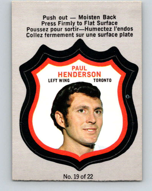 1972-73 O-Pee-Chee Player Crests #19 Paul Henderson Leafs  V8729