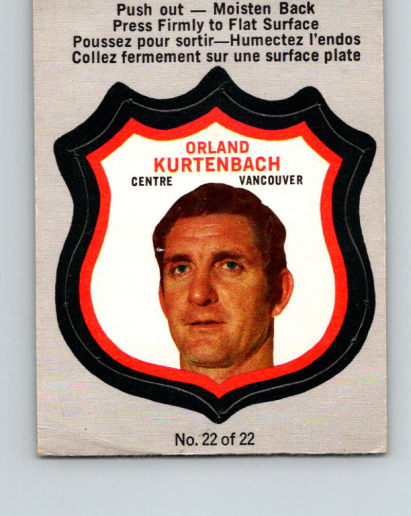 1972-73 O-Pee-Chee Player Crests #22 Orland Kurtenbach Canucks  V8735