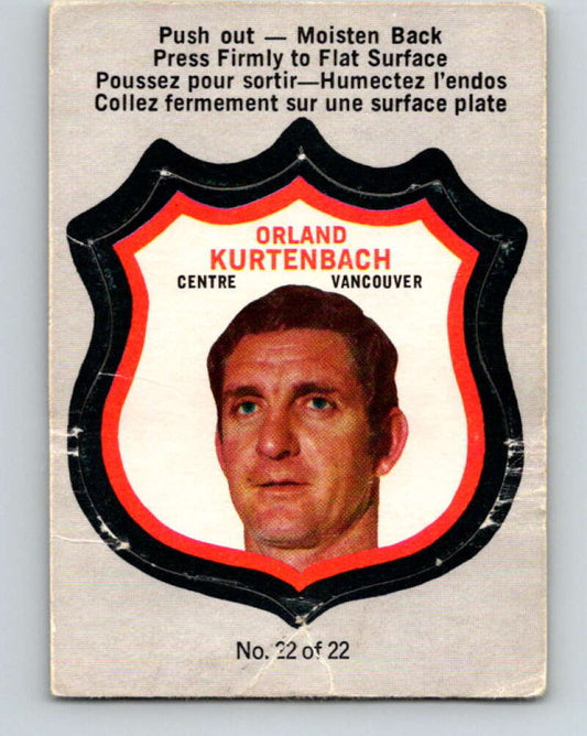 1972-73 O-Pee-Chee Player Crests #22 Orland Kurtenbach Canucks  V8736